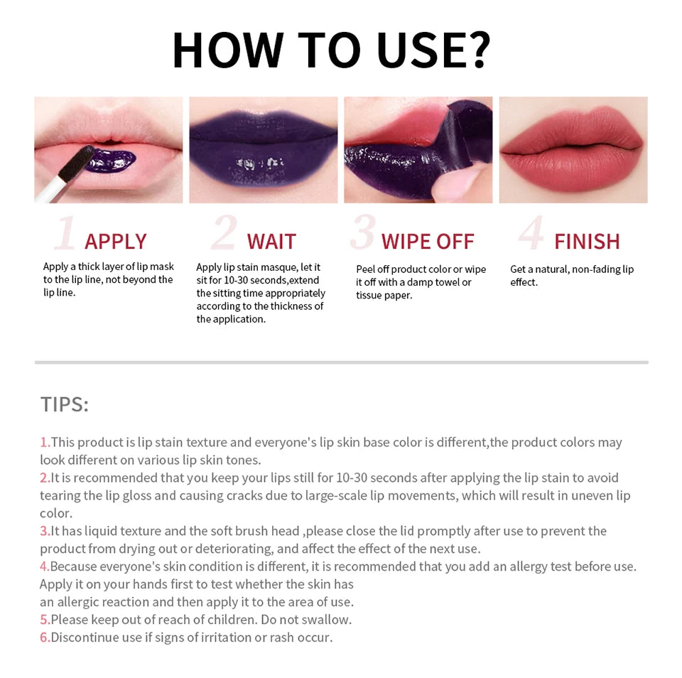 Korean Matte Lip Tint - Long Lasting Waterproof Peel Off Liquid Lipstick